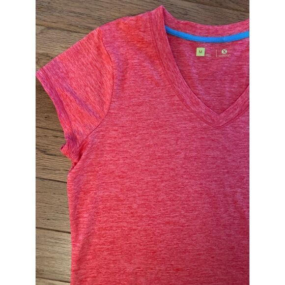 Xersion women’s pink v-neck short sleeve fitted athletic t-shirt size medium - Picture 2 of 8